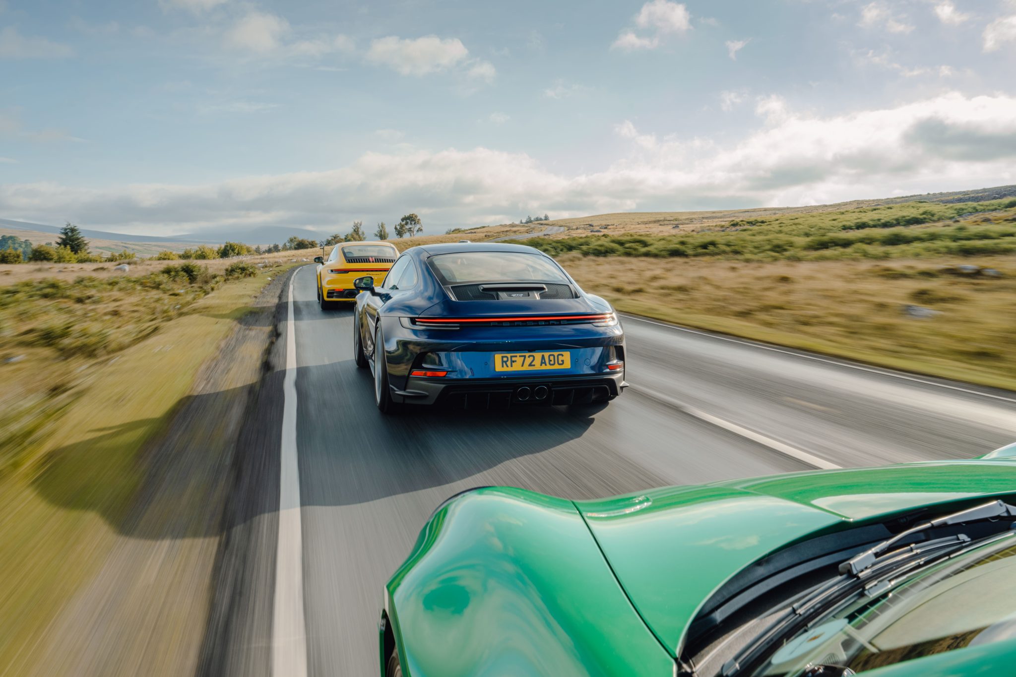 Dsc009892 Speed Yellow Porsche 911 Carrera T, Python Green Porsche 911 GTS and Gentian Blue Porsche 911 GT3
