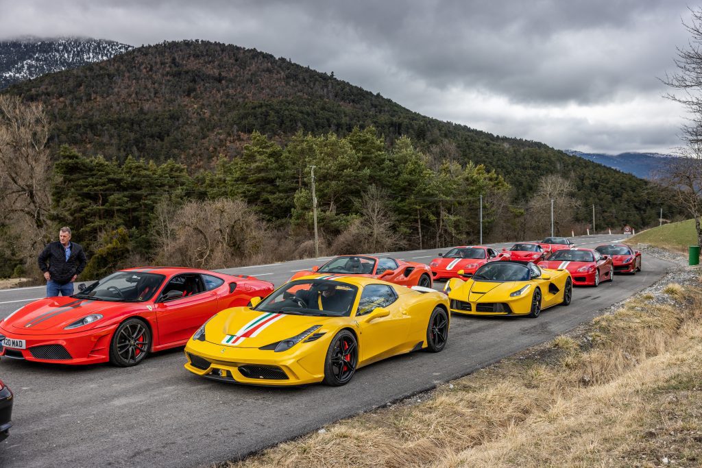 Row of Ferrari 458 488 Pista LaFerrari