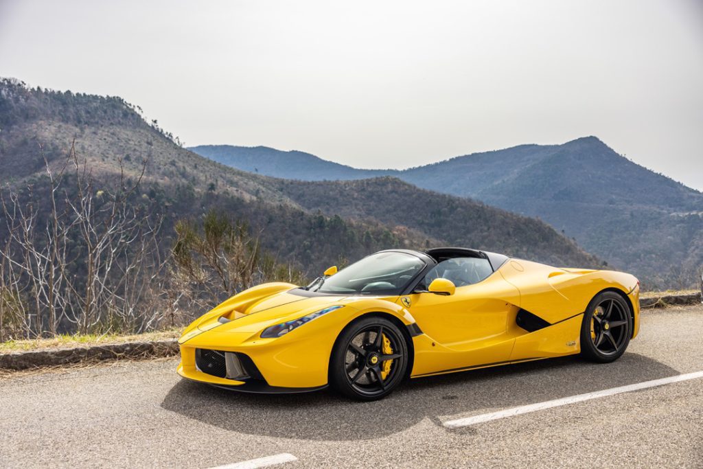 Yellow La Ferrari on Mountain Side